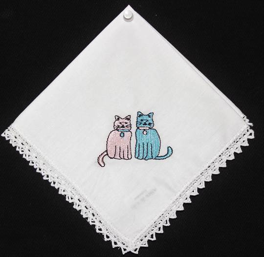 Embroidered lace handkerchiefs 'Cats'. Style: EHC-CAT